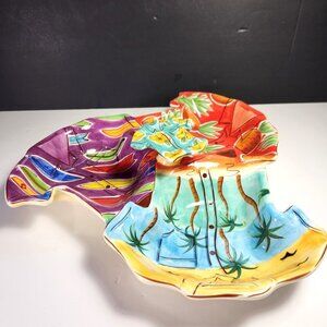 Serving Dish Embossed Tropical Serving Bowls Clay Art Hawaiian Shirt